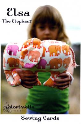 Elsa the Elephant sewing pattern card from Valori Wells Designs