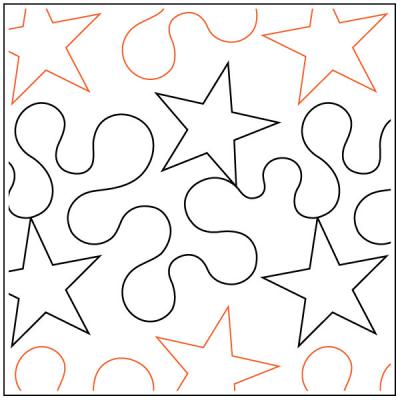 Star Shine PAPER longarm quilting pantograph design by Apricot Moon Designs