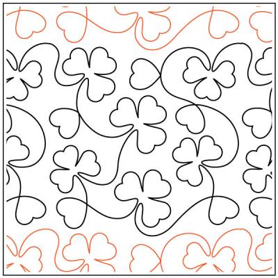 Shamrocks and Hearts PAPER longarm quilting pantograph design by Deb Geissler