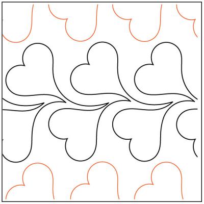 Crazy Hearts PAPER longarm quilting pantograph design by Jessica Schick
