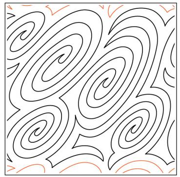 Puddle Swirls PAPER longarm quilting pantograph design by Kalynda Grant