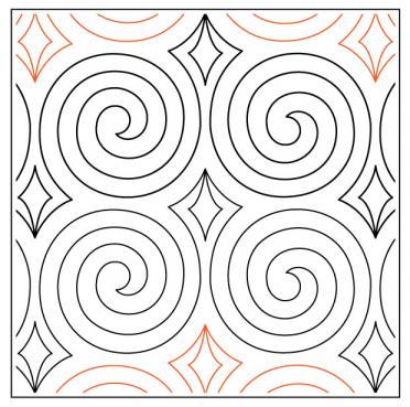 Spirals and Diamonds PAPER longarm quilting pantograph design by Kalynda Grant