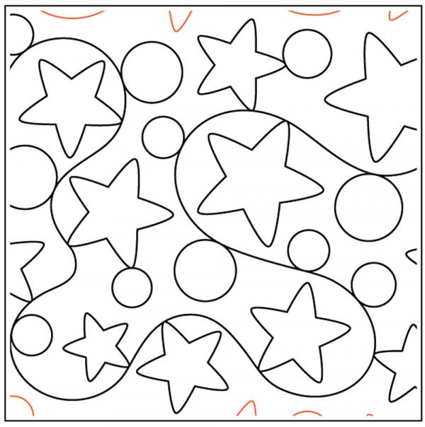 Stars and Pearls PAPER longarm quilting pantograph design by Kalynda Grant