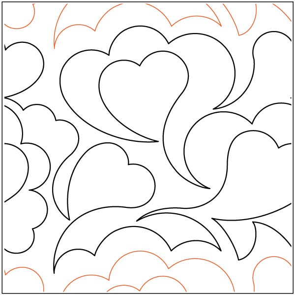 Cloud of Hearts quilting pantograph pattern by Keryn Emmerson
