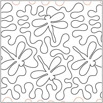 Meandering Dragonfly PAPER longarm quilting pantograph design by Laura Estes