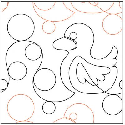 Tubby Duckies PAPER longarm quilting pantograph design by Lynne Cohen