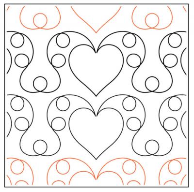 Elegant Hearts PAPER longarm quilting pantograph design by Timeless Quilting Designs