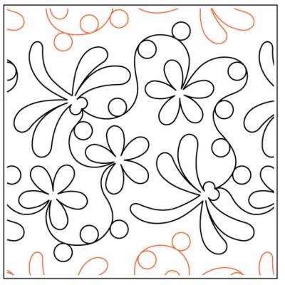 Dragonfly Daisies PAPER longarm quilting pantograph design by Timeless Quilting Designs