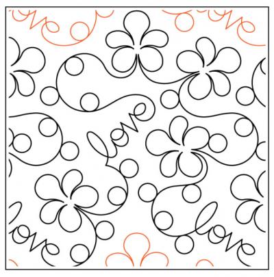 Blooming Love PAPER longarm quilting pantograph design by Timeless Quilting Designs