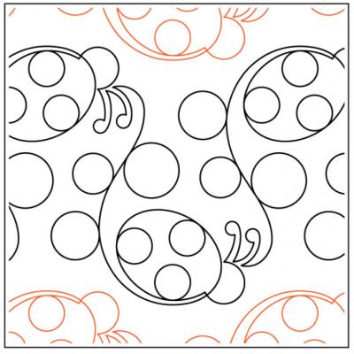 Timeless's Ladybugs PAPER longarm quilting pantograph design by Timeless Quilting Designs
