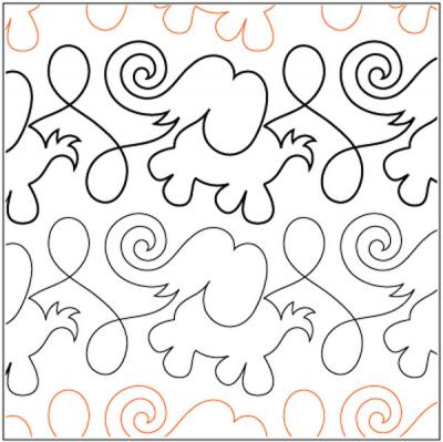 CLOSEOUT - Animal Crackers Border Elephants pantograph pattern by Patricia Ritter of Urban Elementz