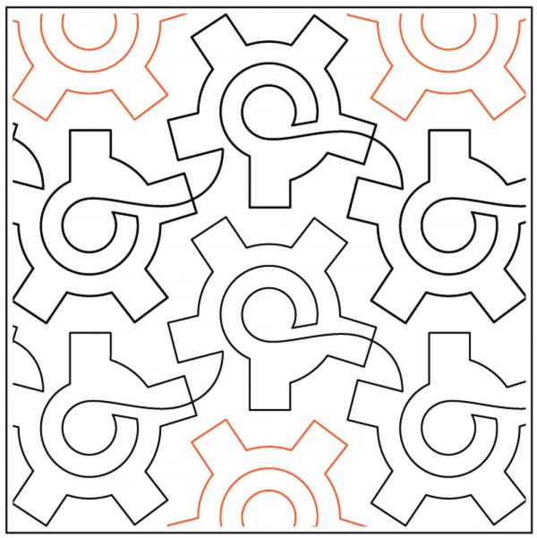 Gadget PAPER longarm quilting pantograph design by Patricia Ritter