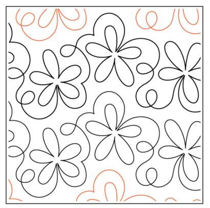 Daisy Bounce PAPER longarm quilting pantograph design by Willow Leaf Designs