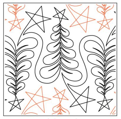Feathered Firs PAPER longarm quilting pantograph design by Willow Leaf Designs