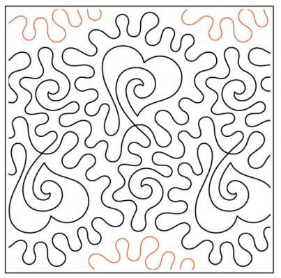 Heart Attack PAPER longarm quilting pantograph design by Willow Leaf Designs
