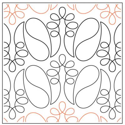 Lupin PAPER longarm quilting pantograph design by Willow Leaf Designs
