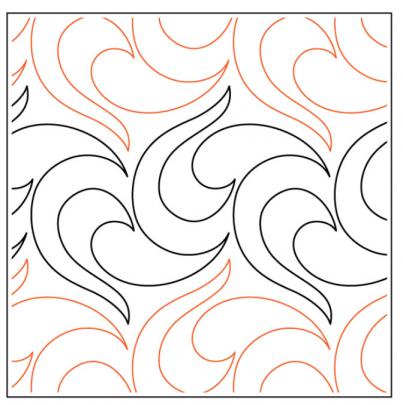 Paisley Fire  PAPER longarm quilting pantograph design by Willow Leaf Designs