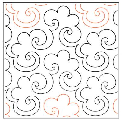 Popcorn PAPER longarm quilting pantograph design by Willow Leaf Designs