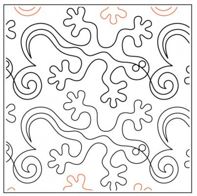 Willow Leaf's Gecko PAPER longarm quilting pantograph design by Willow Leaf Designs