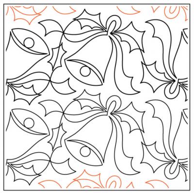 INVENTORY REDUCTION - Willow Leaf's Holly Bells PAPER longarm quilting pantograph design by Willow Leaf Designs