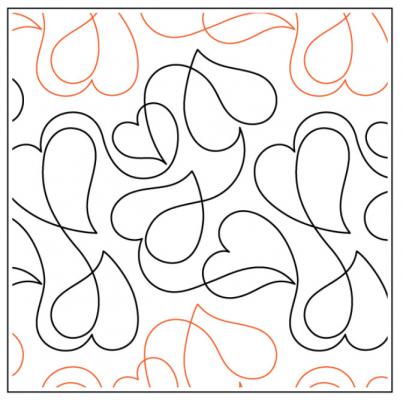 INVENTORY REDUCTION - Willow Leaf's Meandering Hearts PAPER longarm quilting pantograph design by Willow Leaf Designs