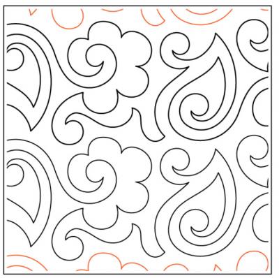 INVENTORY REDUCTION - Willow Leaf's Paisley Flower PAPER longarm quilting pantograph design by Willow Leaf Designs