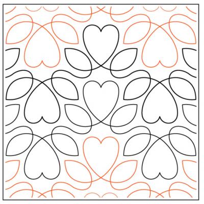 Willow Leaf's Sweetheart PAPER longarm quilting pantograph design by Willow Leaf Designs