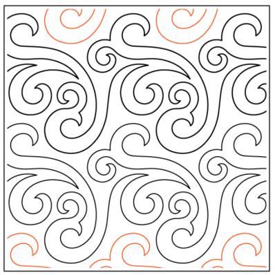 Willow Leaf's Wave PAPER longarm quilting pantograph design by Willow Leaf Designs