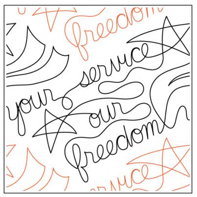 Your Service Our Freedom PAPER longarm quilting pantograph design by Willow Leaf Designs