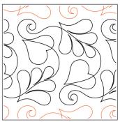 Hearts and Plumes PAPER longarm quilting pantograph design by Willow Leaf Designs